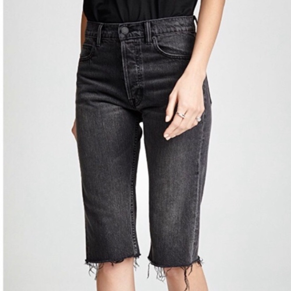 Helmet Lang Cut Off Knee Length Slim Fit High Rise Denim Shorts Black Sz 24